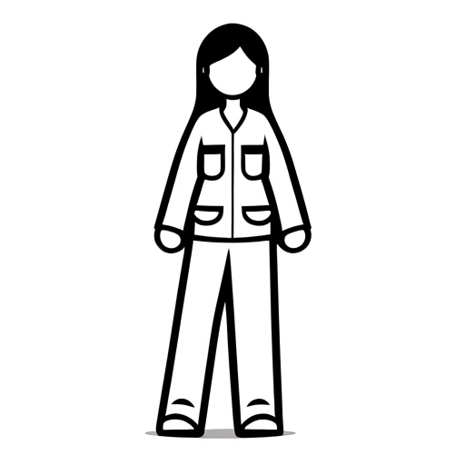 a cartoon of a woman in a uniform standing with her hands in her pockets