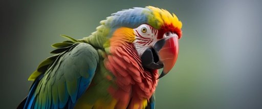 brightly colored parrot with a bright red head and yellow beak