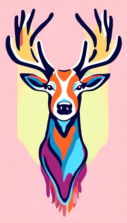 a deer with horns on a pink background