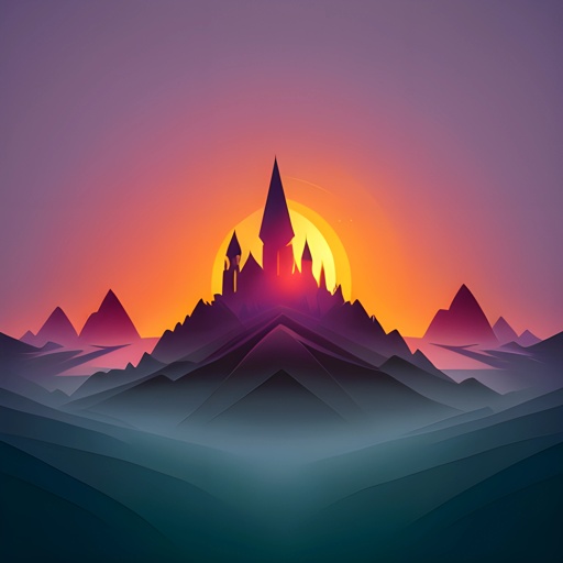 mountains with a sunset in the background