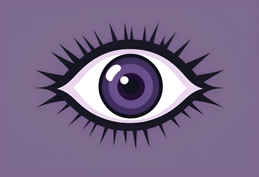 purple eye with black and white spikes on it