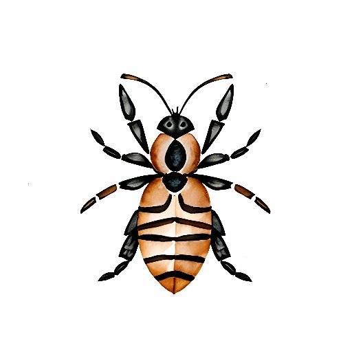 a drawing of a bee with a striped body