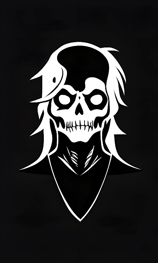 skull with bandana and bandana on black background