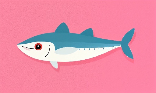 a cartoon shark with a big eye on a pink background