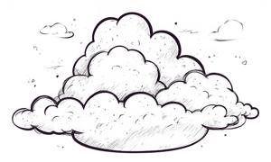 a drawing of a cloud with a few clouds in the background