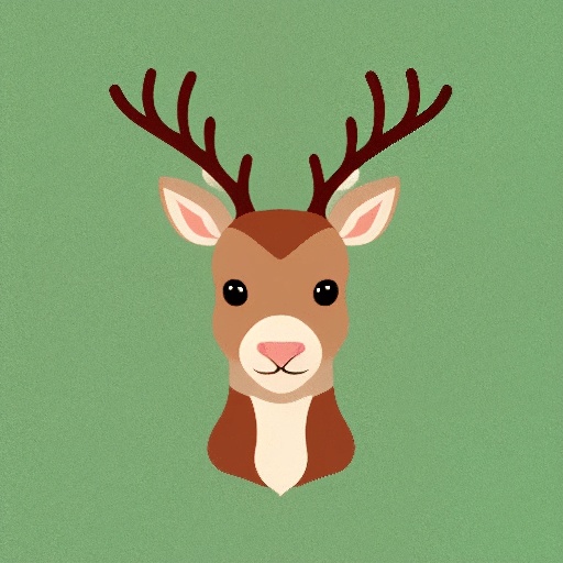 a deer with antlers on its head on a green background