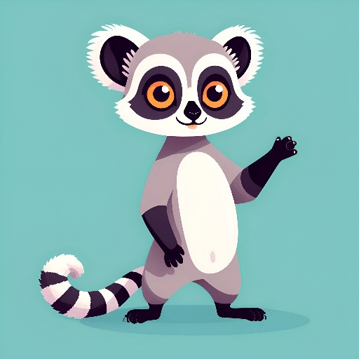 cartoon illustration of a raccoon standing up with its paws in the air