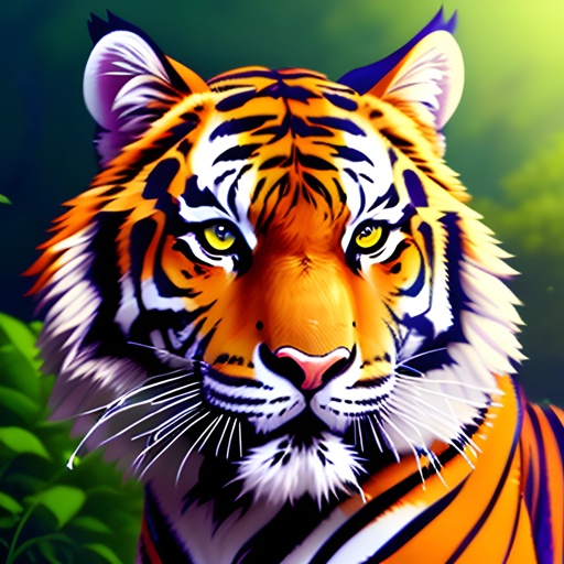painting of a tiger with a green background