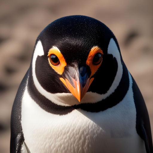 penguin with orange beak and black and white body