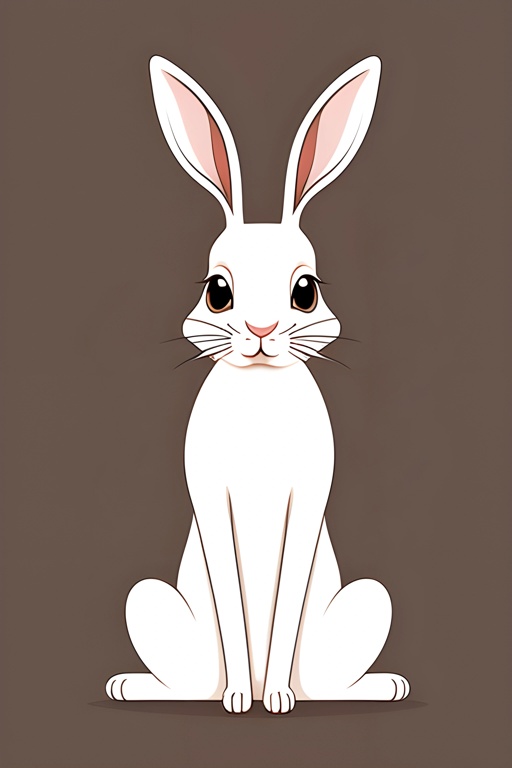 a white rabbit sitting on a brown background