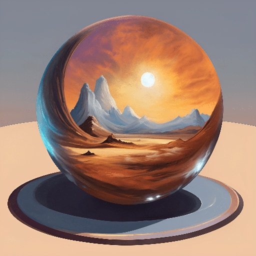 a glass ball with a mountain scene inside of it