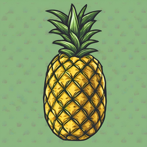 a drawing of a pineapple on a green background