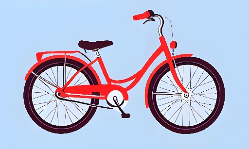 a red bicycle with a black seat and a red handlebar