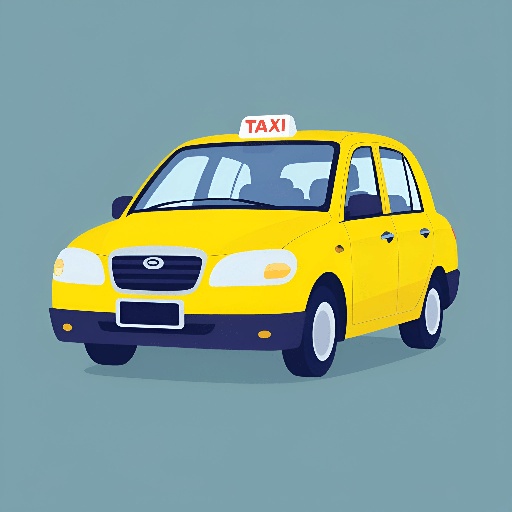 yellow taxi cab with a taxi sign on top of it