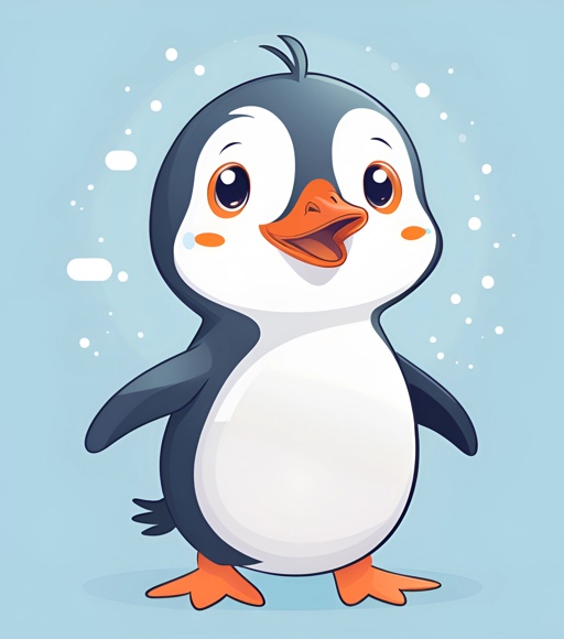 cartoon penguin with a blue background