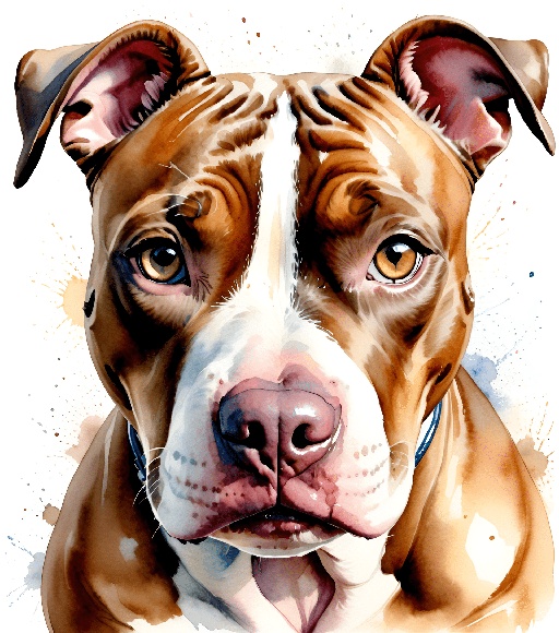 painting of a dog with a brown and white face and a collar