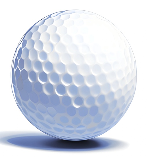 a close up of a golf ball with a shadow on a white background