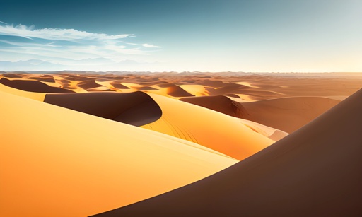 in the desert with sand dunes and blue sky