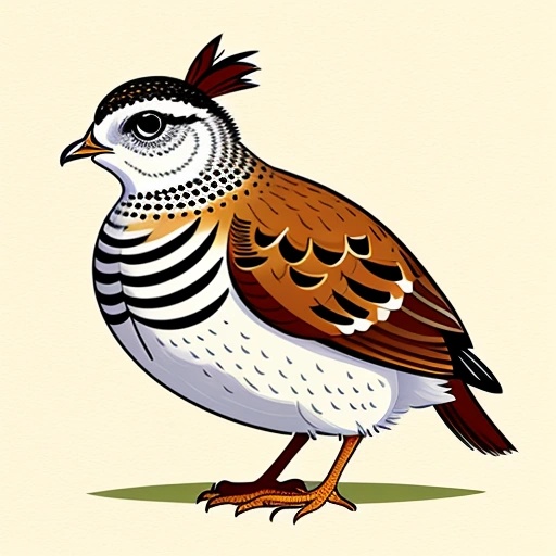 a close up of a bird with a striped body and a brown head