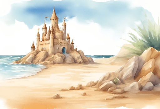 a castle on the beach with a lot of sand