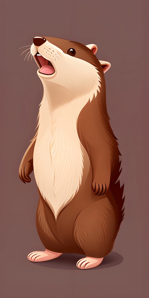 cartoon illustration of a brown and white otter standing up