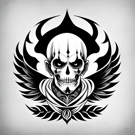 skull with wings and a scarf tattoo design