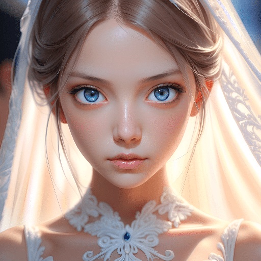 a woman with blue eyes and a veil on