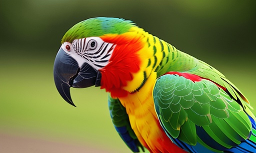 brightly colored parrot sitting on a perch in a park