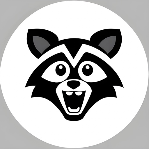 raccoon with open mouth and teeth in a circle