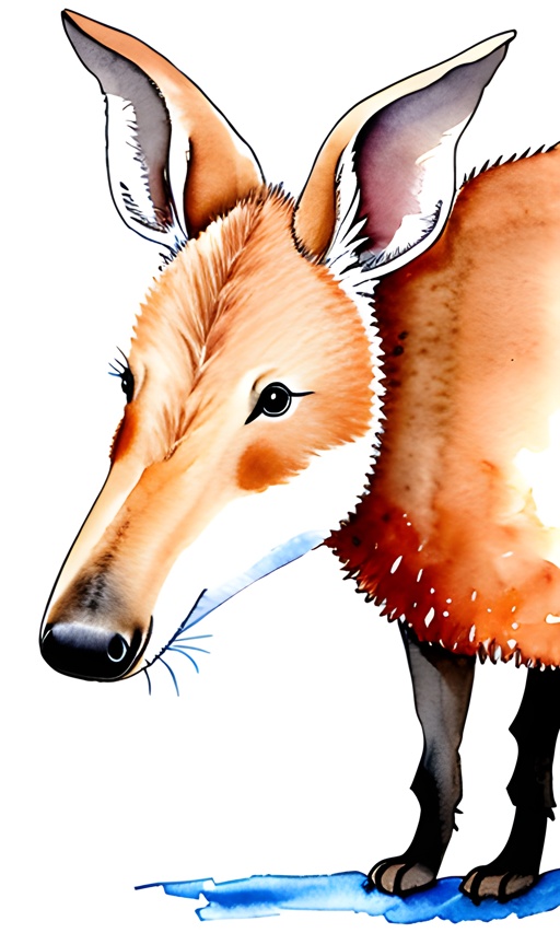 painting of a fox with a long tail and a nose