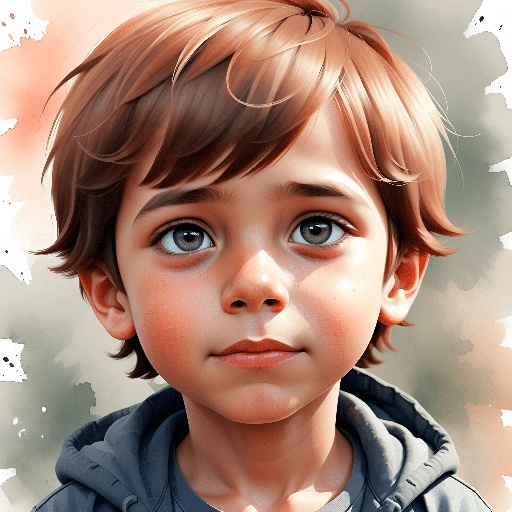 painting of a young boy with a hoodie staring at the camera