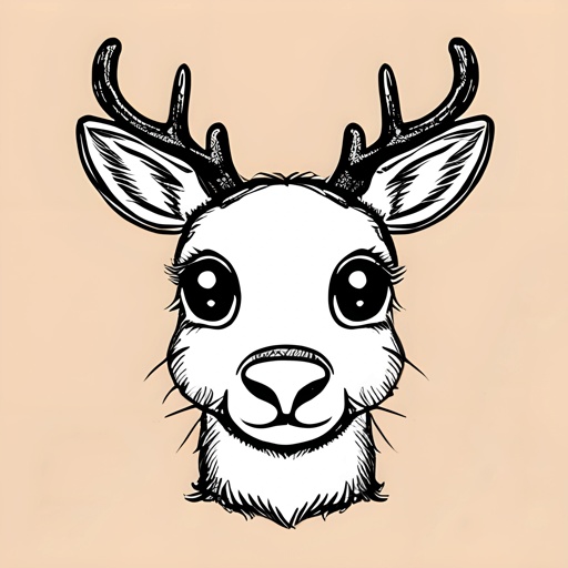 drawing of a deer with antlers on its head