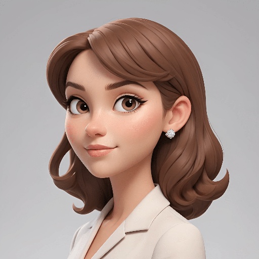 a close up of a cartoon character of a woman with brown hair