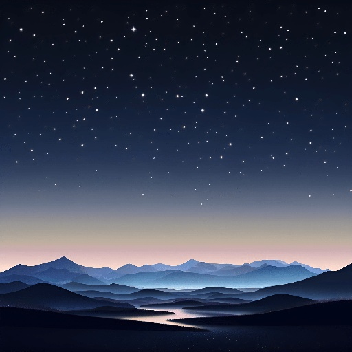 starry night sky with mountains and a river in the foreground