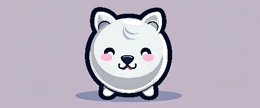 cartoon illustration of a white dog with a black nose and pink cheeks