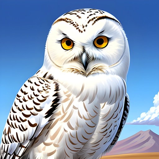 a white owl sitting on a rock in the desert