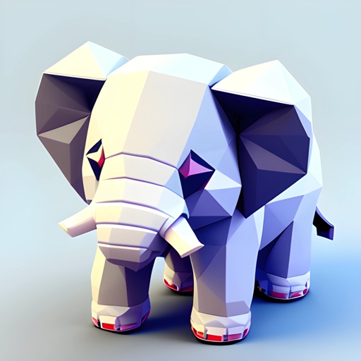 a 3d elephant that is standing on a blue surface