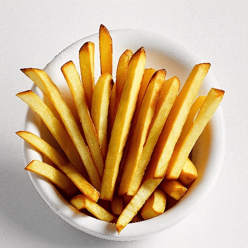 french fries in a bowl on a white table