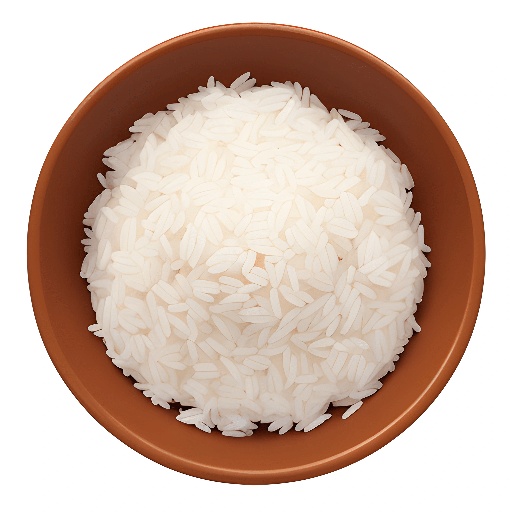 rice in a bowl on a white background