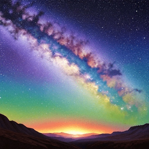 milky in the sky with a bright green and purple glow