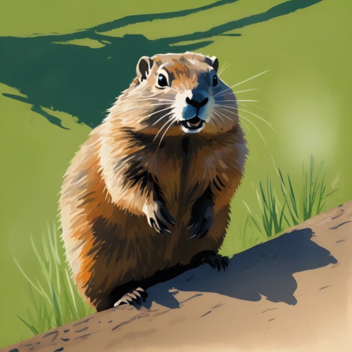 a painting of a groundhog standing on a rock
