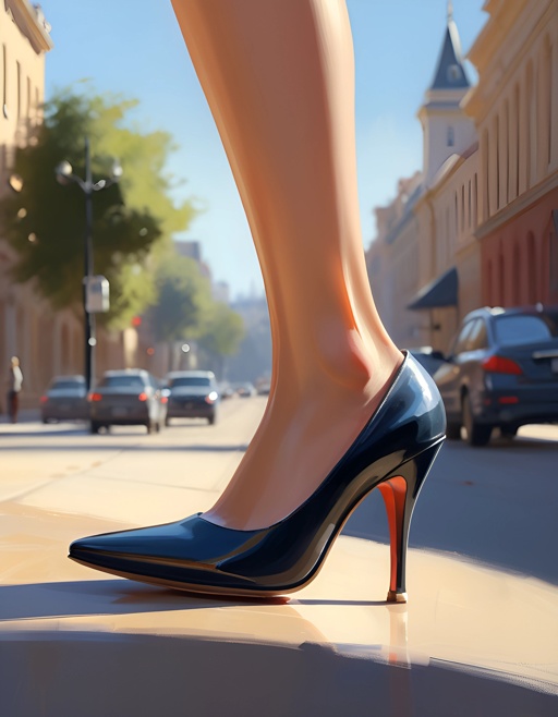 legs in high heels on a city street