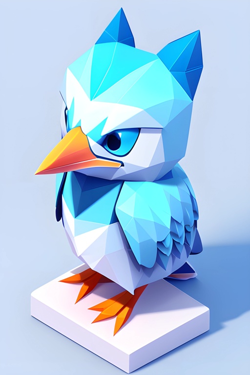 a blue bird that is sitting on a white platform