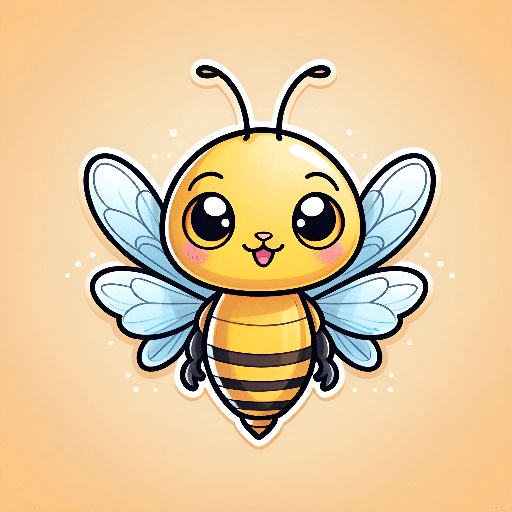 cartoon bee with big eyes and a smile on its face