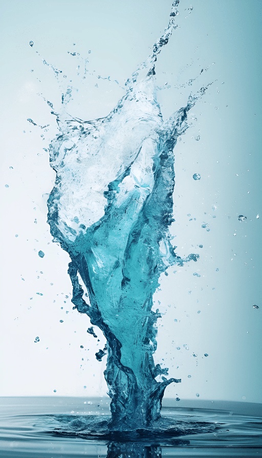 shot of a blue liquid splashing into the water