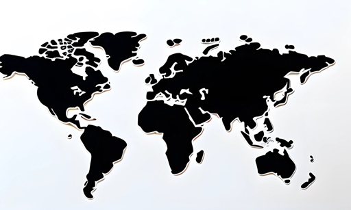 map of the world with black ink on a white background