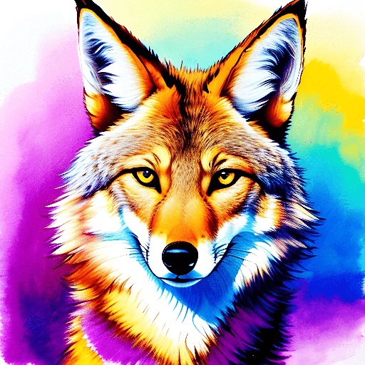 painting of a wolf with a colorful background