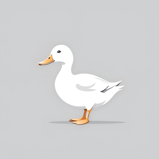 a white duck standing on a gray surface