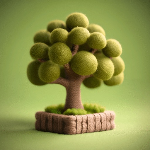 a small tree that is made of felt and moss