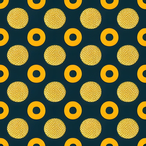 there are many yellow circles on a dark blue background